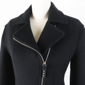 HERMES Jacket 3H0208DW Outer: 100% cashmere, Leather: Sheepskin, Filling: 55% cashmere, Filling: 45% polyester, Lining: 100% polyester black Women 34 Used | AlmaBagz