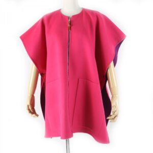 HERMES poncho 3E0222DZ  Main: 100% cashmere, Leather part: Sheepskin Purple pink Women 38 Used | AlmaBagz