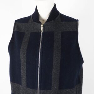 HERMES Best Main: 98% cashmere, Main: 1% nylon, Main: 1% polyurethane, Part: 92% cashmere, Part: 6% nylon Navy gray Varsity Women 34 Used | AlmaBagz