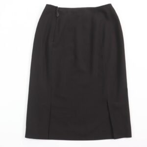 HERMES Tight Skirt Main: 100% wool, Part: Cowhide, Lining: 100% silk Dark brown Women 36 Used | AlmaBagz