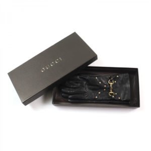 GUCCI gloves leather black 7.5 | AlmaBagz