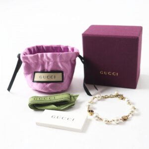 GUCCI bracelet 664352 Metal, Glass Pearl gold Flower and Pearl Interlocking G logo Women Used | AlmaBagz