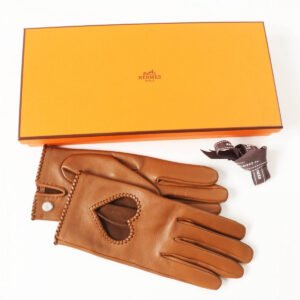 HERMES gloves Lamb leather Brown Crude cell 7 | AlmaBagz
