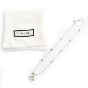 GUCCI Necklace 527399 J8474 8517 Main: SV925, Turquoise Stone, Blue Topaz Silver GG icon Double G Mother of Pearl Women Used | AlmaBagz