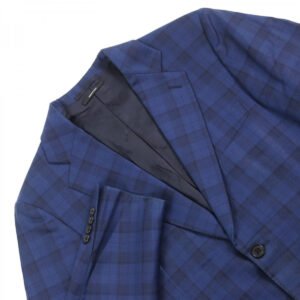 HERMES suit Outer: 100% wool, Lining: 100% cupra Blue type Check Pattern mens 44 Used | AlmaBagz