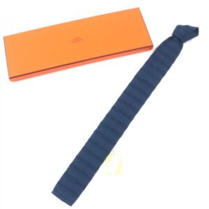 HERMES tie silk blue Cravat Fleur Uni | AlmaBagz