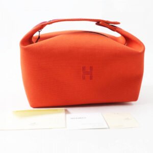 HERMES Handbag cotton orange fu Brid A Black GM | AlmaBagz