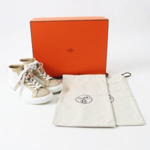 HERMES High cut sneakers leather White beige Daydream 35.5 | AlmaBagz