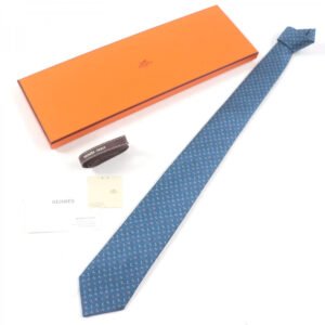 HERMES tie silk blue H. Ann Movement | AlmaBagz