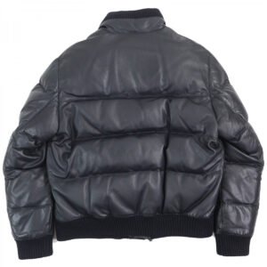 HERMES Down jacket Sheep leather Dark navy 54 | AlmaBagz