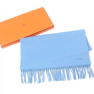 HERMES Scarf cashmere blue | AlmaBagz