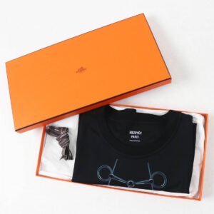 HERMES Short sleeve T-shirt 4H4643DA cotton black Cartouche Mall 42 | AlmaBagz