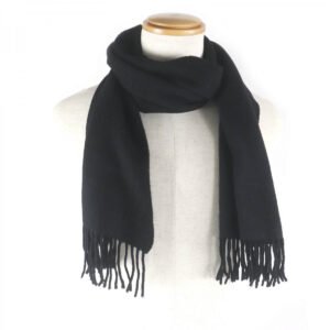 HERMES Scarf cashmere black | AlmaBagz