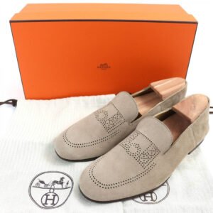 HERMES Moccasin 221980Z Suede leather Beige type Eclipse 39.5 | AlmaBagz