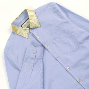 GUCCI Long sleeve shirt 521946 cotton Blue gold 41|16 | AlmaBagz