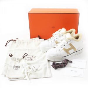 HERMES sneakers leather White beige Dare Sneaker 38 | AlmaBagz