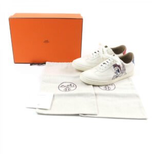 HERMES sneakers leather off white Quicker 38.5 | AlmaBagz