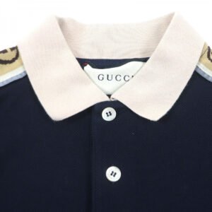 GUCCI Short sleeve polo shirt 598949 cotton Dark navy L | AlmaBagz