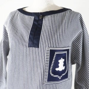 HERMES one piece cotton Navy white 34 | AlmaBagz