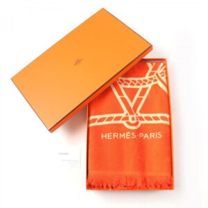 HERMES towel cotton Orange Yachting Tatoo Tressages Marins | AlmaBagz