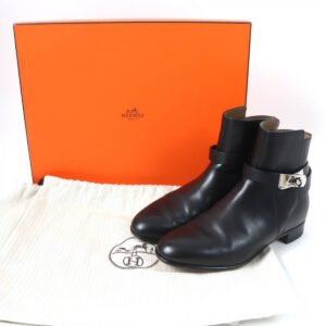 HERMES short boots leather black Neo 36.5 | AlmaBagz