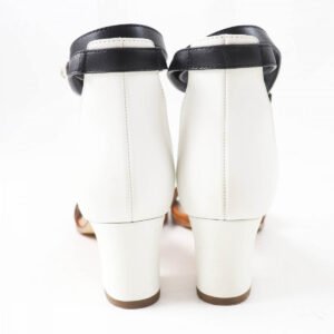 HERMES Sandals leather Brown black white Money 36.5 | AlmaBagz