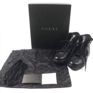 GUCCI High cut sneakers 162958 Sima leather black Web line 7.5 | AlmaBagz