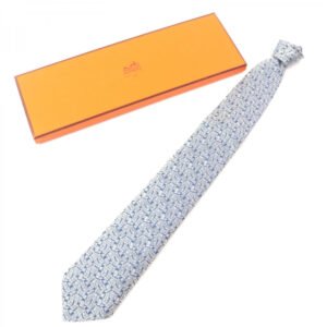 HERMES tie silk Gray navy | AlmaBagz