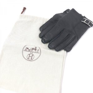 HERMES gloves Dearskin black 8 | AlmaBagz