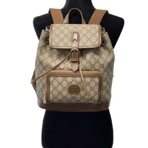 GUCCI - NEW Backpack With Interlocking G - Beige / Brown Monogram Backpack | AlmaBagz