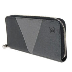 LOUIS VUITTON Long Wallet Purse M30731 Taiga leather (stamped) Noir Grey Trio Color New Zip Around RFID Taiga Zippy Wallet Vertical mens Used | AlmaBagz