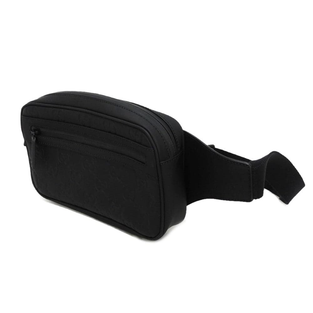 GUCCI Sling bag 771422 AAC4F 1000 Rubber effect leather x cotton linen black Current waist pouch, in good condition GG logo embossed GG rubber effect belt bag unisex(Unisex) Used | AlmaBagz