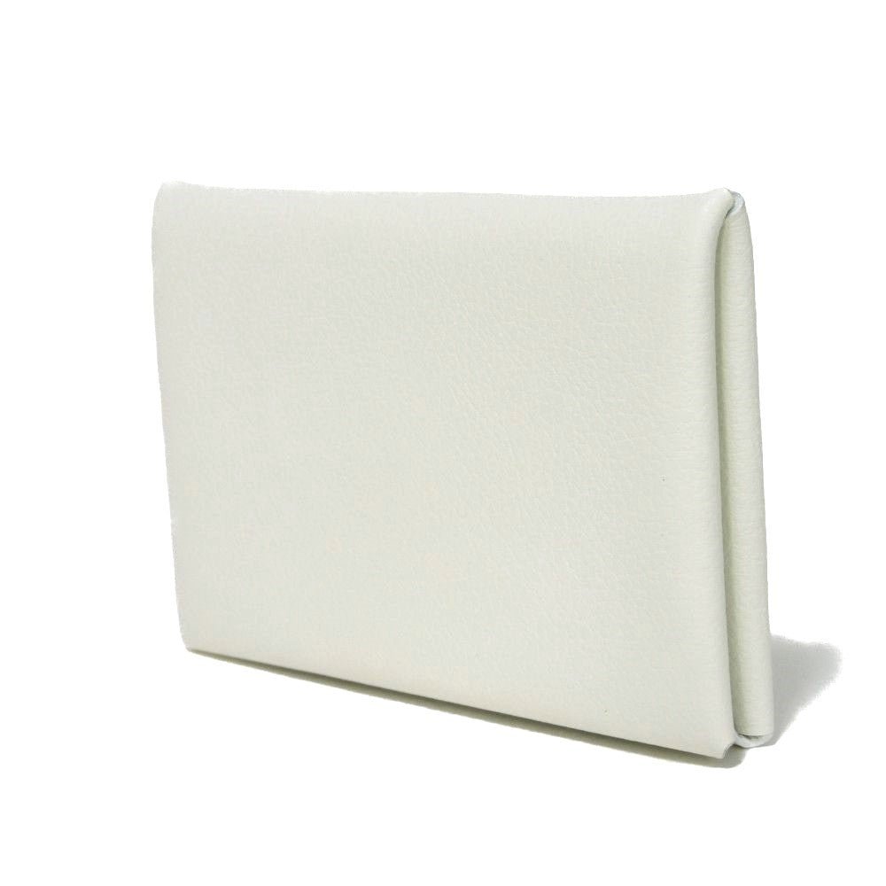 HERMES Card Case Evercolor Nata White Ivory Snap Button Bifold Wallet Business Card Holder Pass Case Good Condition Calvi unisex(Unisex) Used | AlmaBagz