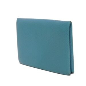 HERMES Card Case Epsom Blue gene Star Mark Pressed Calfskin Pastel Light Blue Bifold Wallet Calvi unisex(Unisex) Used | AlmaBagz