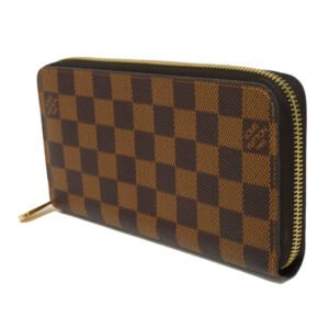 LOUIS VUITTON Long Wallet Purse N41661 Damier canvas x grain leather (embossed) Ebene logo brown new zip around checkered pattern louis vuitton Damier Zippy wallet unisex(Unisex) Used | AlmaBagz