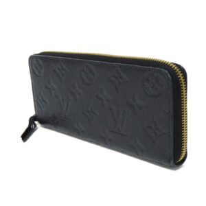 LOUIS VUITTON Long Wallet Purse M60171 Implant leather (monogram embossed) Noir LV Logo Black Zip Around Monogram Unplant Portefeuille Clemence unisex(Unisex) Used | AlmaBagz