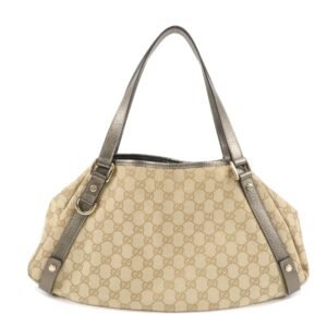 GUCCI Abbey GG Canvas Leather Tote Hand Bag Beige 130736 | AlmaBagz