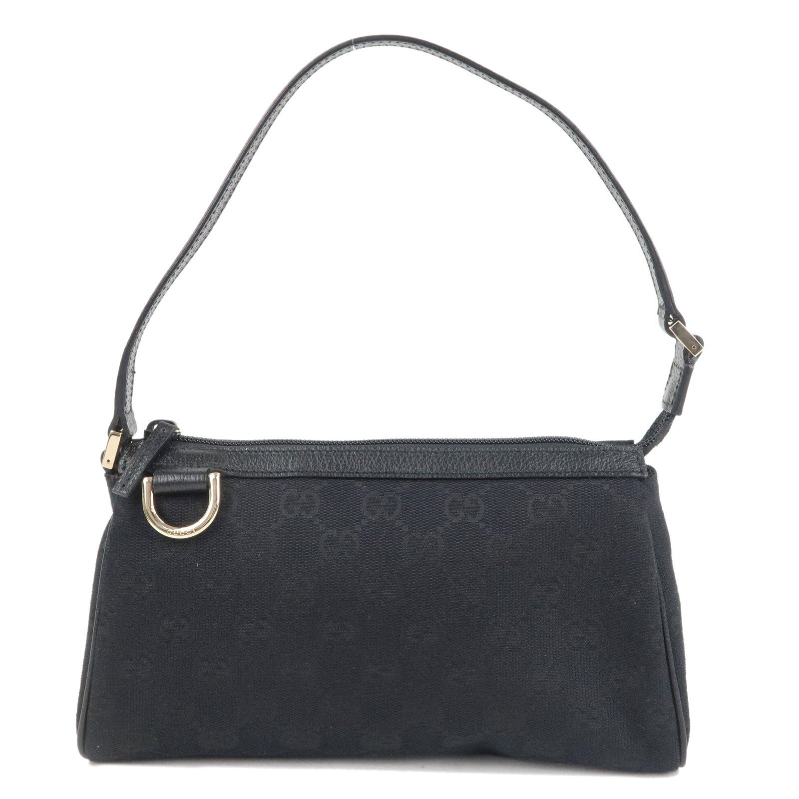 GUCCI Abbey GG Canvas Leather Hand Bag Pouch Black 145750 | AlmaBagz