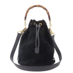 Gucci Bamboo Suede Leather Black 2WAY Bag 001.3754.1657 | AlmaBagz