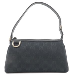 GUCCI Abbey GG Canvas Leather Hand Bag Pouch Black 145750 | AlmaBagz