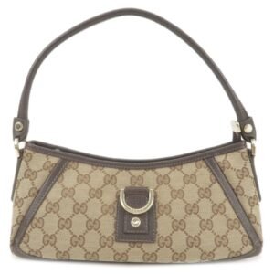 GUCCI Abbey GG Canvas Leather Shoulder Bag Beige Brown 130939 | AlmaBagz