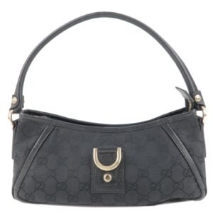 GUCCI Abbey GG Canvas Leather Shoulder Bag Black 130939 | AlmaBagz