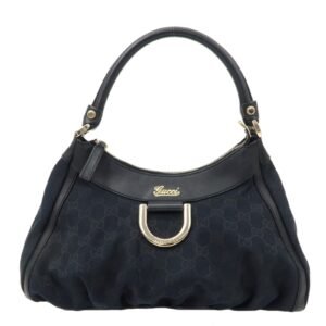 GUCCI Abbey GG Canvas Leather Shoulder Bag Black 190525 | AlmaBagz