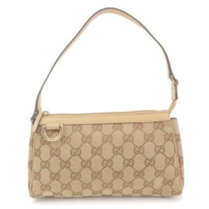 GUCCI Abbey GG Canvas Leather Hand Bag Beige Brown 145750 | AlmaBagz