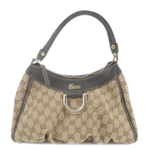GUCCI Abbey GG Canvas Leather Shoulder Bag Beige Brown 190525 | AlmaBagz