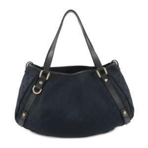 GUCCI Abbey GG Canvas Leather Tote Bag Shoulder Bag Black 130736 | AlmaBagz