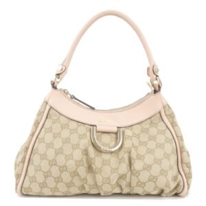 GUCCI Abbey GG Canvas Leather Shoulder Bag Beige Pink 190525 | AlmaBagz