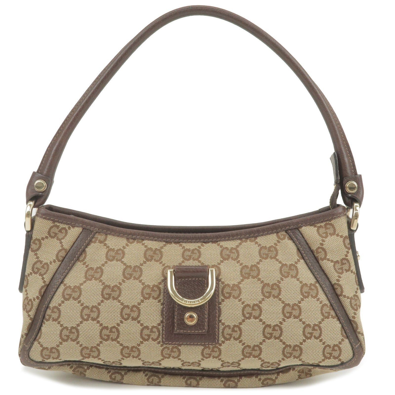 GUCCI Abbey GG Canvas Leather Pouch Bag Beige Brown 130939 | AlmaBagz