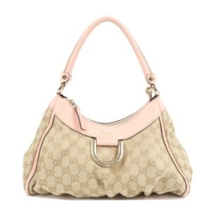 GUCCI Abbey GG Canvas Leather Shoulder Bag Beige Pink 190525 | AlmaBagz