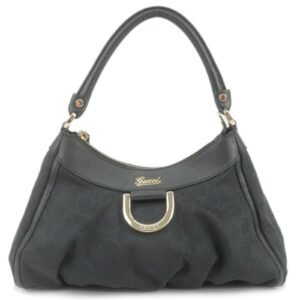 GUCCI Abbey GG Canvas Leather Shoulder Bag Black 190525 | AlmaBagz